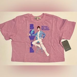 BOWIE JUNKFOOD XS CROP TSHIRT PINK. NEW WITH TAGS DAVID BOWIE